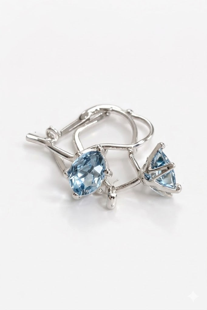 K 3055/521 Сребърни бижута с камък аквамарин. Сребро с камък аквамарин