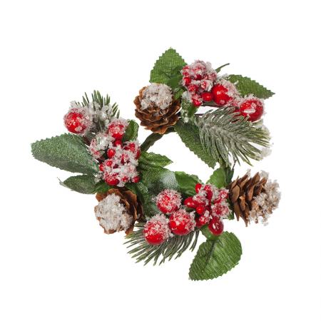 QN116: Christmas candle wreath with pine cones