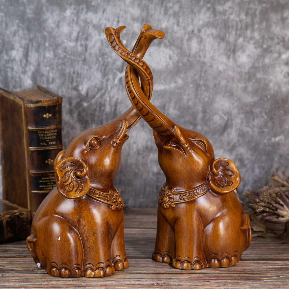 81032515 : Decorative statuette – Two woven elephants