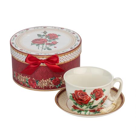 957854: Porcelain coffee cup with saucer + box - Rose