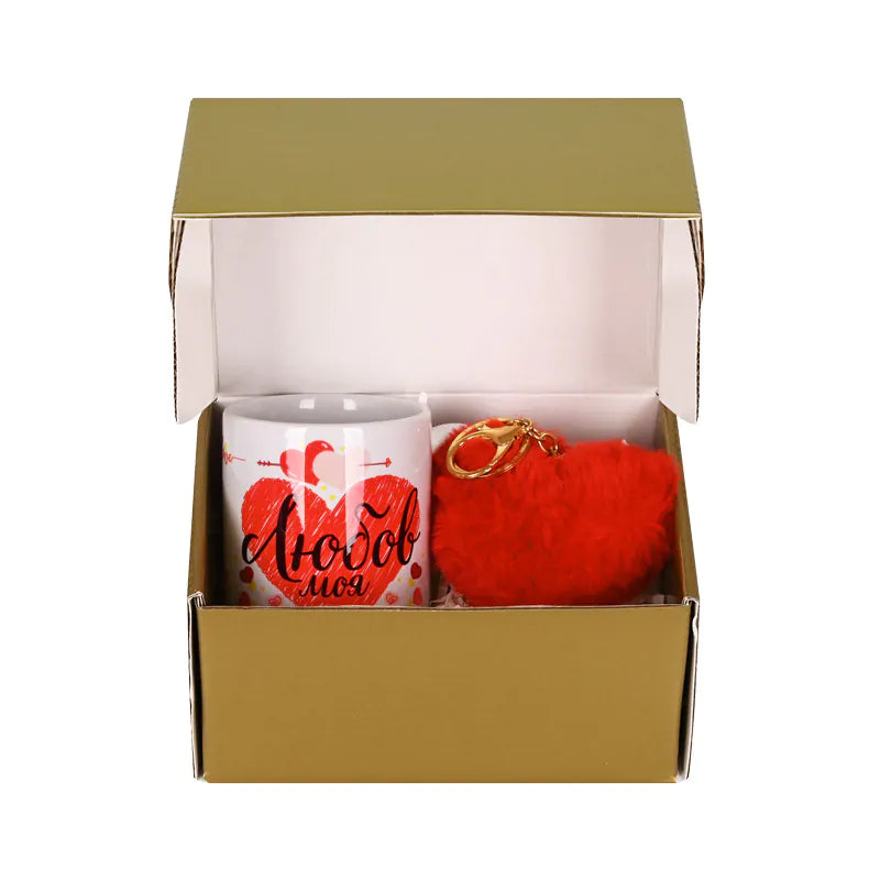 102259-1 : Gift set "I love you" with a cup and a plush key chain "Heart"