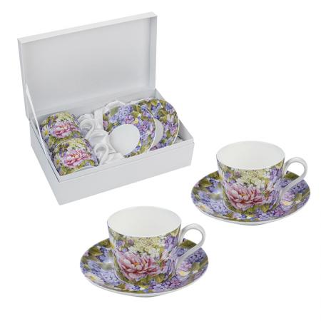 978629: Porcelain coffee set 2 cups + 2 saucers Daisies