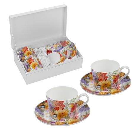 978329: Porcelain coffee set 2 cups + 2 saucers Sunflower