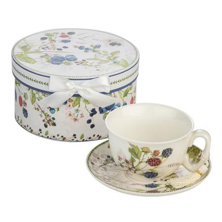 957954: Porcelain coffee cup with saucer + box - Blueberry