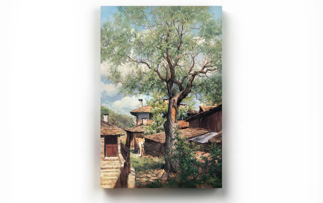 Code: 383 Rural landscape Houses with walnut trees, Bozhentsi village