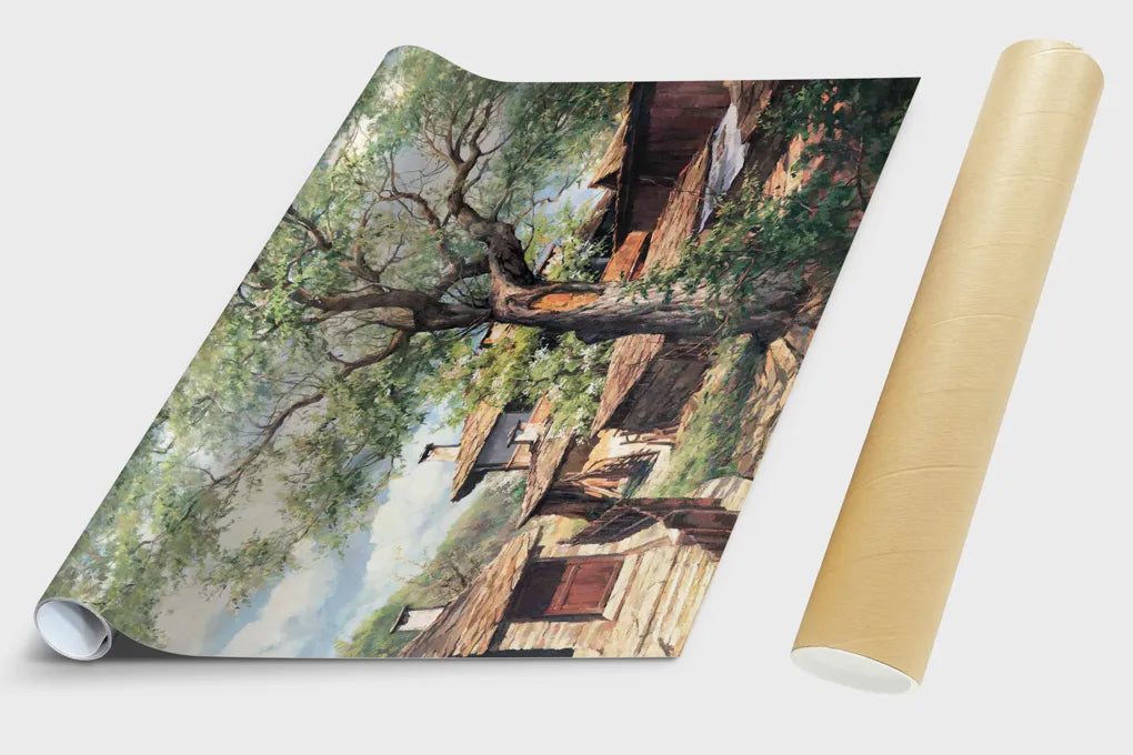 Code: 383 Rural landscape Houses with walnut trees, Bozhentsi village