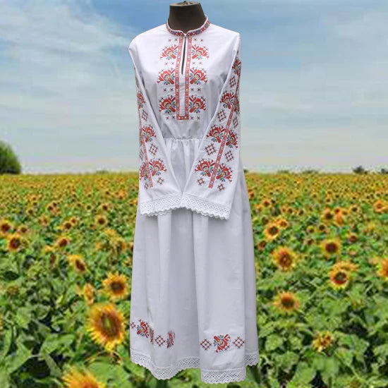 Women's long shirt with rich embroidery