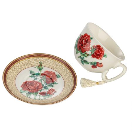 957854: Porcelain coffee cup with saucer + box - Rose