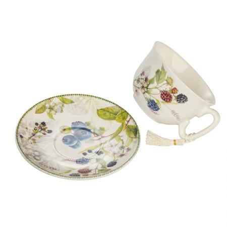 957954: Porcelain coffee cup with saucer + box - Blueberry
