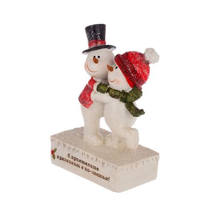 KN022: Christmas snowmen with the inscription - With friends the holiday is brighter!