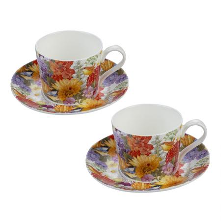 978329: Porcelain coffee set 2 cups + 2 saucers Sunflower