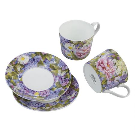 978629: Porcelain coffee set 2 cups + 2 saucers Daisies