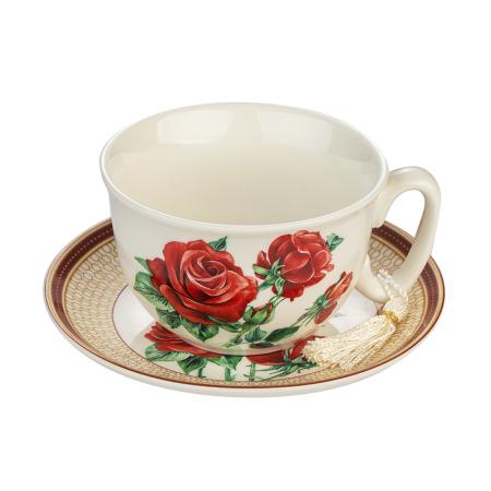 957854: Porcelain coffee cup with saucer + box - Rose