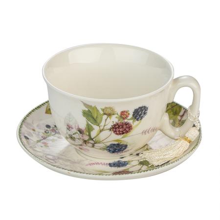 957954: Porcelain coffee cup with saucer + box - Blueberry