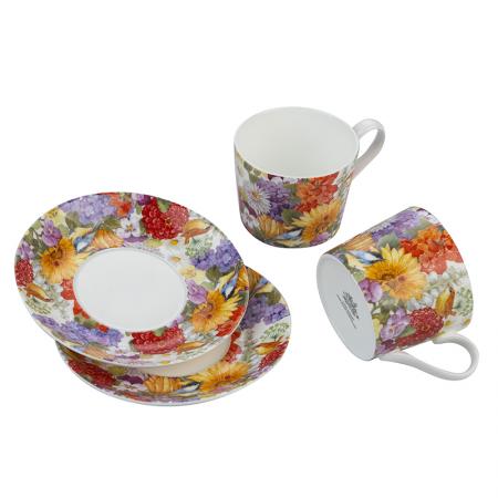 978329: Porcelain coffee set 2 cups + 2 saucers Sunflower