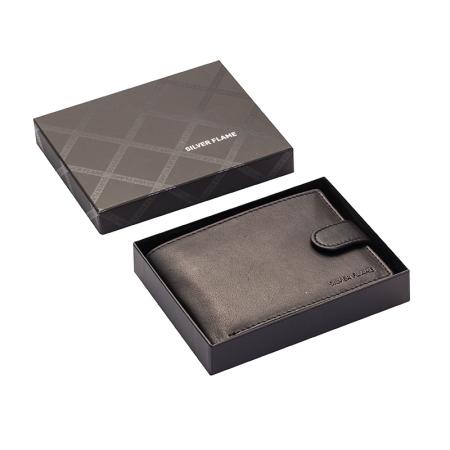 SFT0402: Men's black wallet SILVER FLAME - Buffalo collection