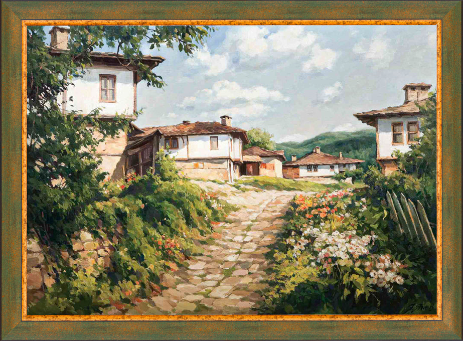 Code: 259 Spring Landscape houses and flowers village of Bozhentsi