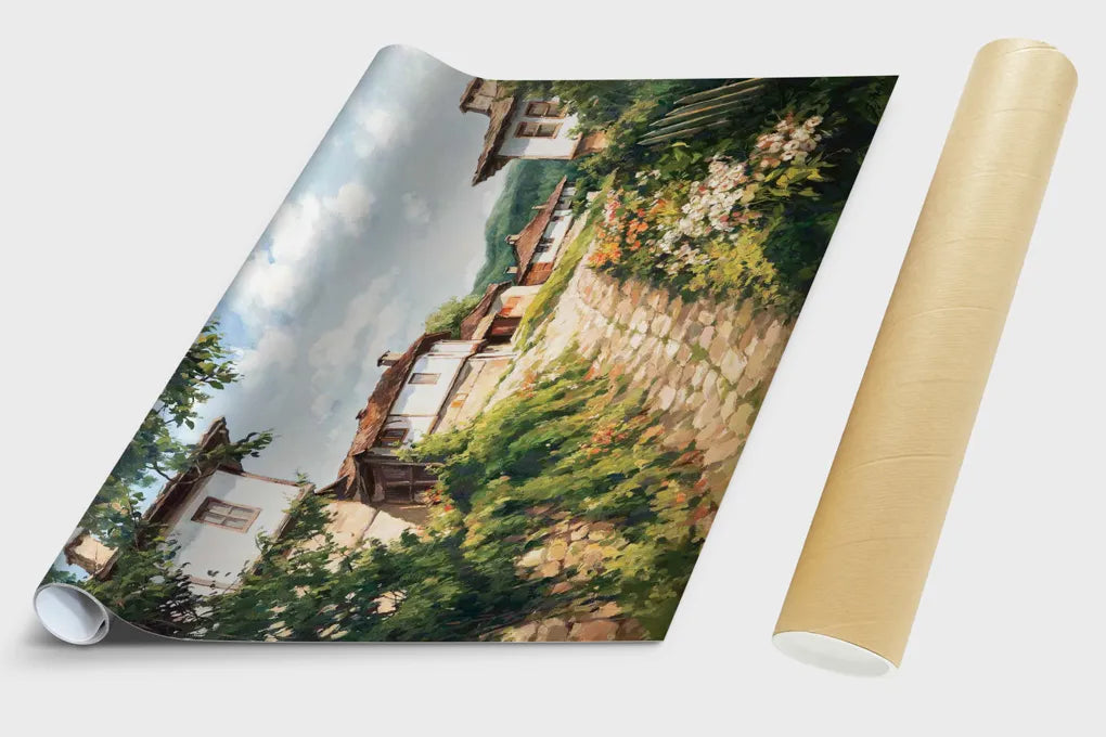 Code: 259 Spring Landscape houses and flowers village of Bozhentsi