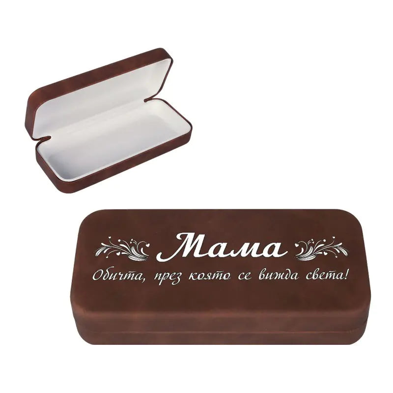 102600-2 Hard case for glasses "Mom" /leather/