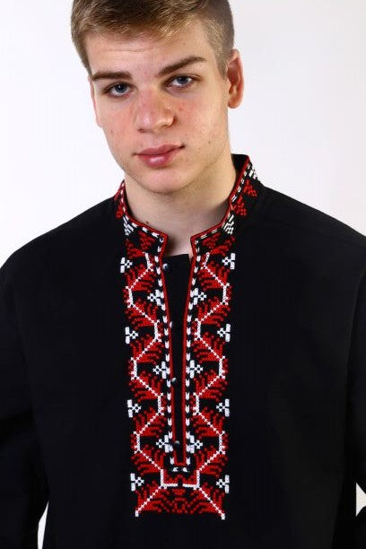 Мъжка черна шопска риза - бродирана