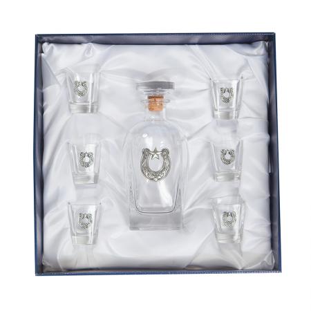 DG075: Set of bottle + 6 horseshoe brandy glasses