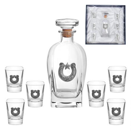 DG075: Set of bottle + 6 horseshoe brandy glasses