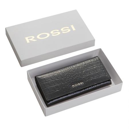 RSC0118: Дамско портмоне цвят Черен крокодил - ROSSI