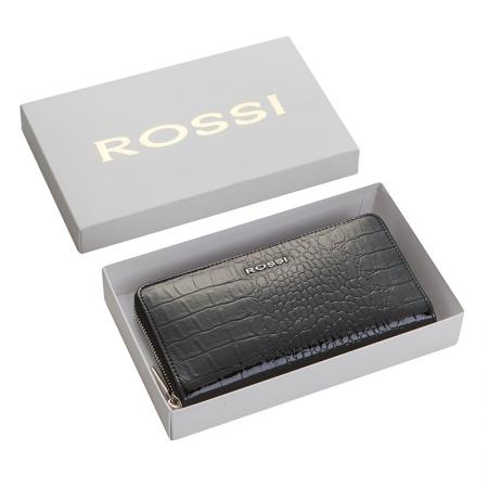 RSC0418: Дамско портмоне цвят Черен крокодил - ROSSI