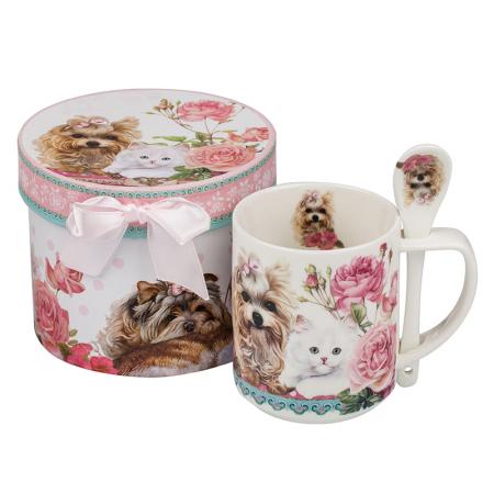 951561: Kitten and dog cup+spoon