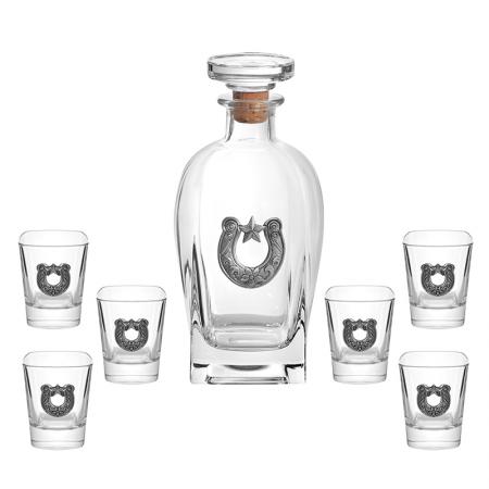 DG075: Set of bottle + 6 horseshoe brandy glasses