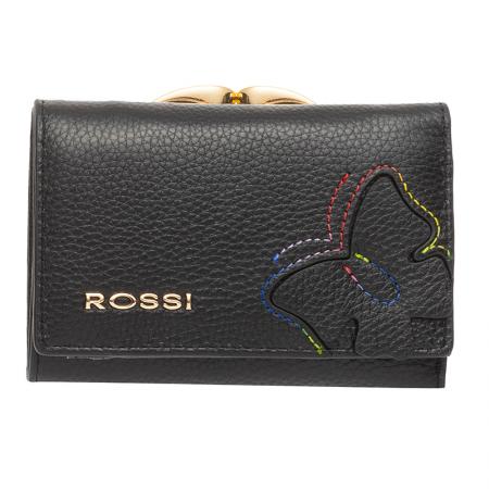 RSC0013: Small women's purse, color Black with butterfly ROSSI