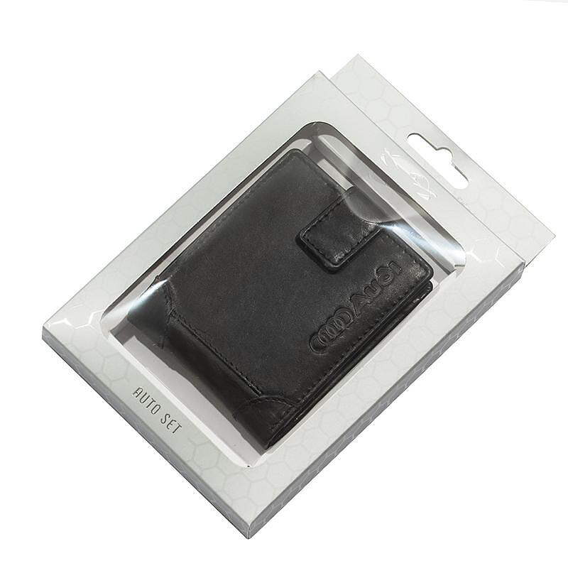 AS4003BL: Мъжки черен портфейл Auto Set с лого на Audi