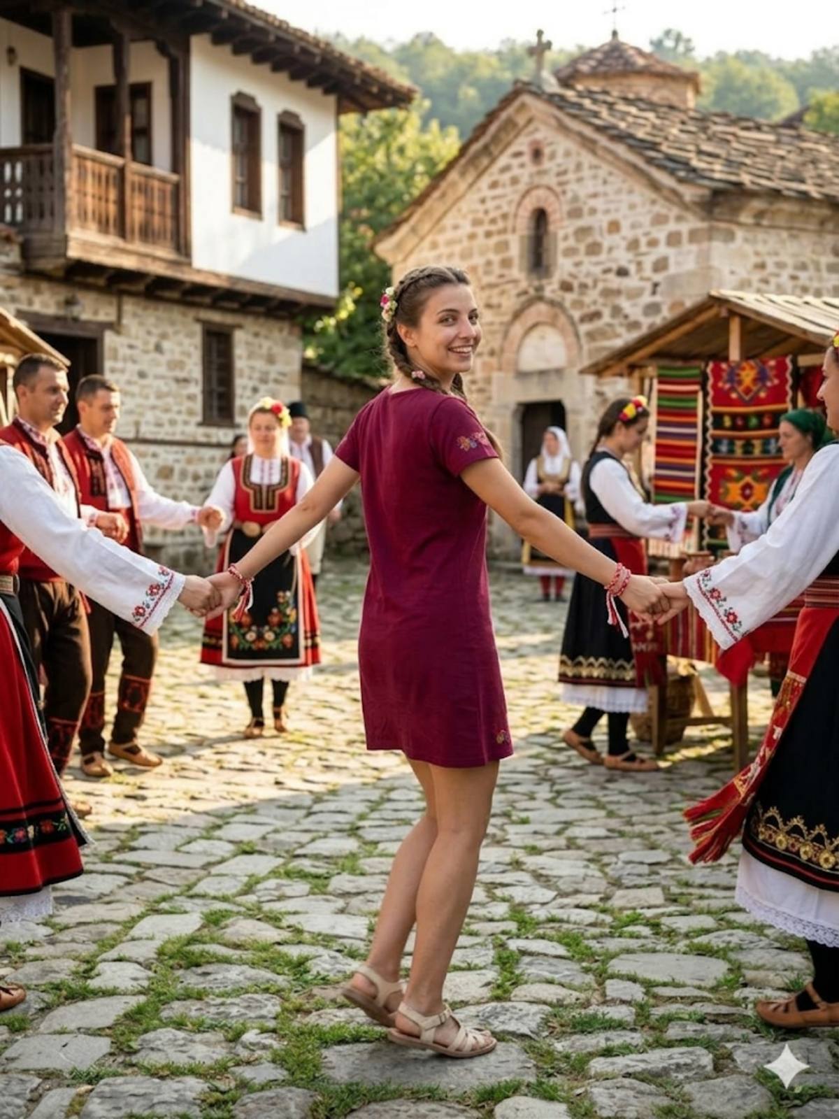 Дамска туника в бордо с бродирана шевица
