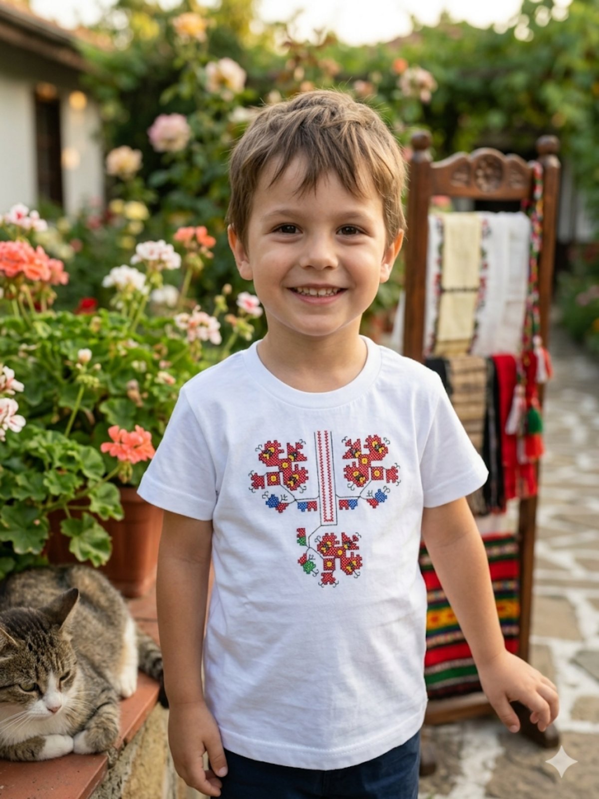 Children's ethnic t-shirt - white