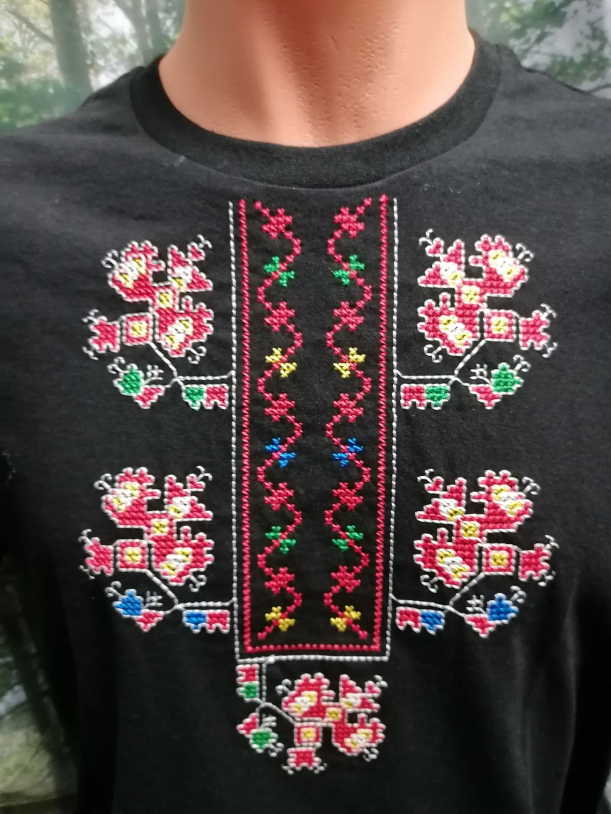Men's black T-shirt with Gabrovo embroidery