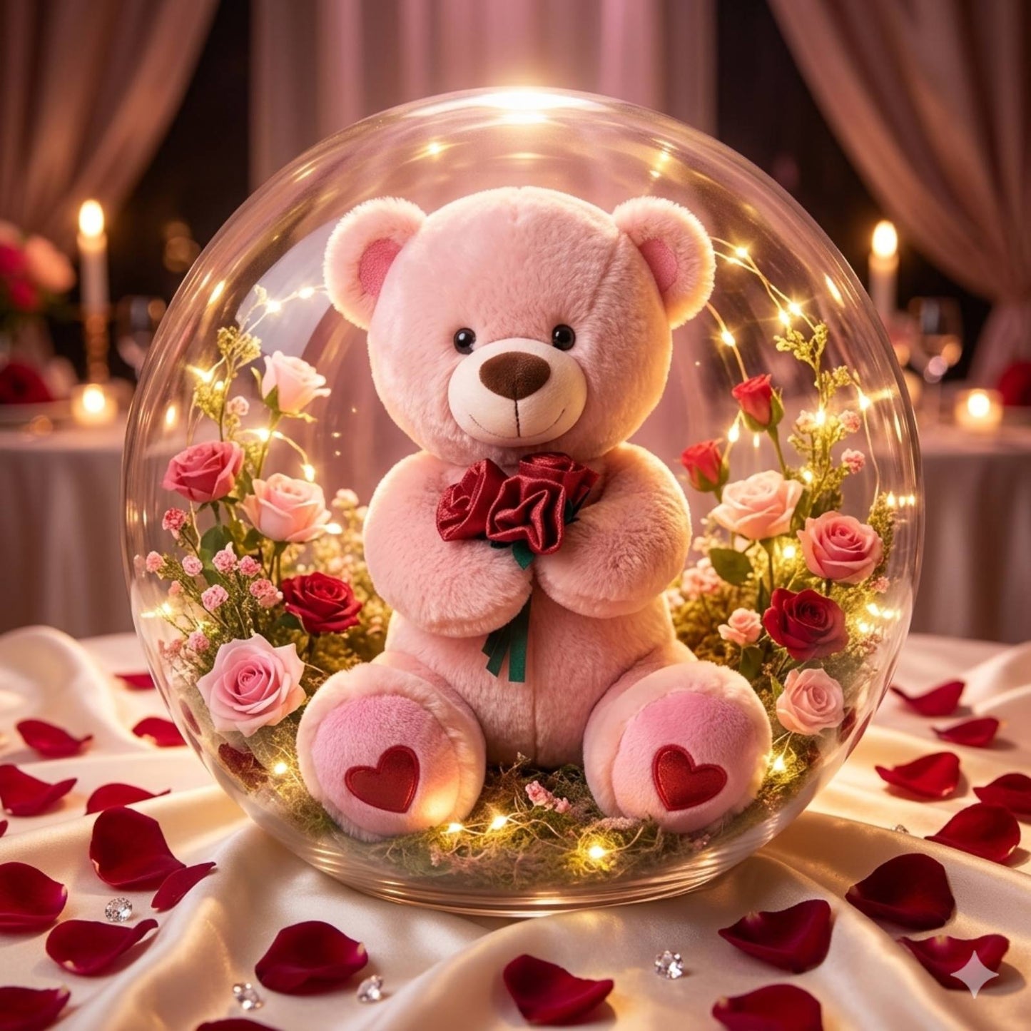 072105 Мече с рози - Бежов 80см Подарък за Свети Валентин с БЕЗПЛАТНА ДОСТАВКА