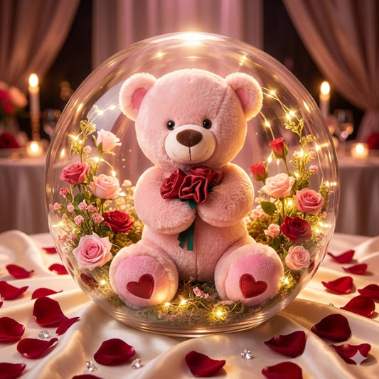 072105 Мече с рози - Бежов 80см Подарък за Свети Валентин с БЕЗПЛАТНА ДОСТАВКА