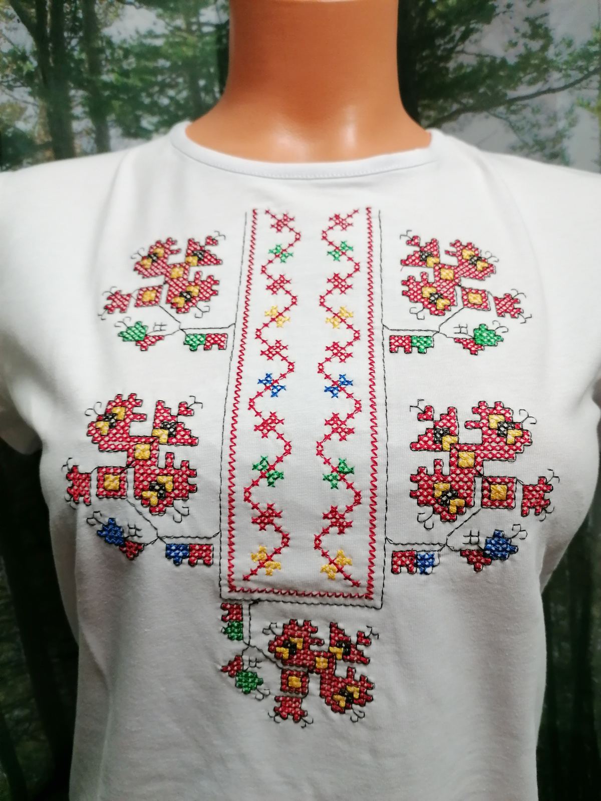 Women's white t-shirt with Gabrovi embroidery - embroidered
