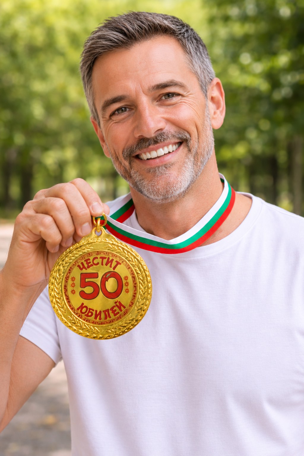 Златен медал-закачлив-Честита 50 юбилей.