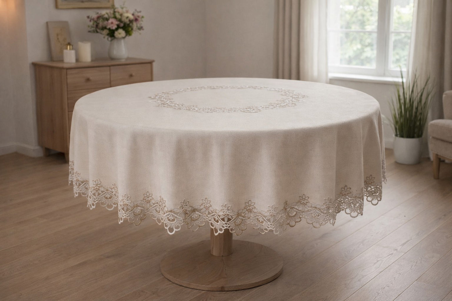 6384 Луксозна покривка за маса Ф180 Покривка за кръгла маса.