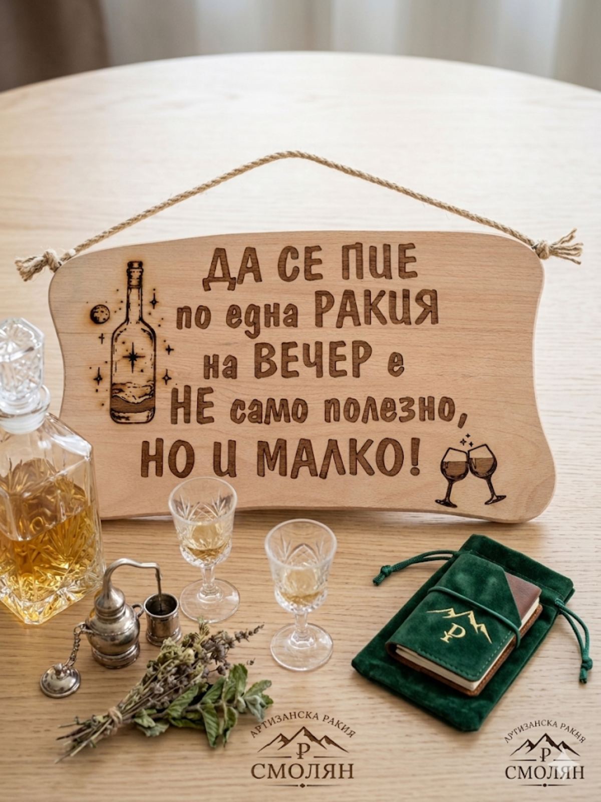 241046 Дървена табела.Да се пие по една ракияна вечер е.........