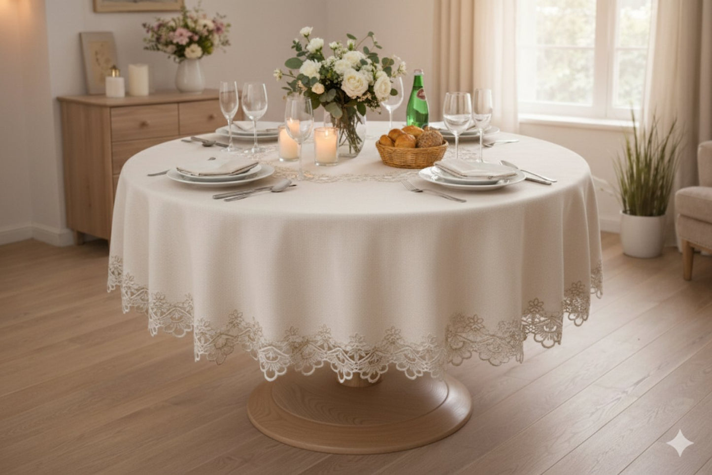 6384  Луксозна покривка за маса Ф150