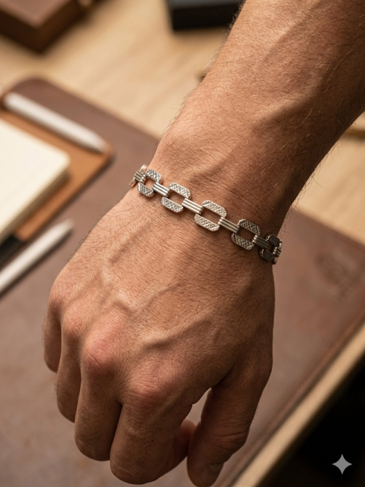 201199 Сребърна гривна за мъже. Сребърна бижутерия от България.