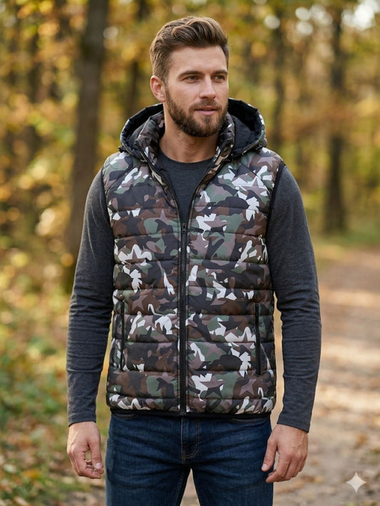 599 Мъжка камуфлажна грейка с регулируема и сваляща се качулка