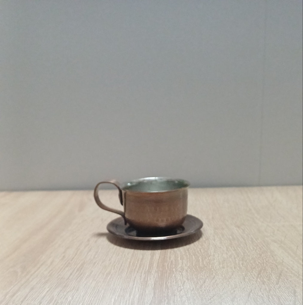 Медна чаша за кафе с чинийка