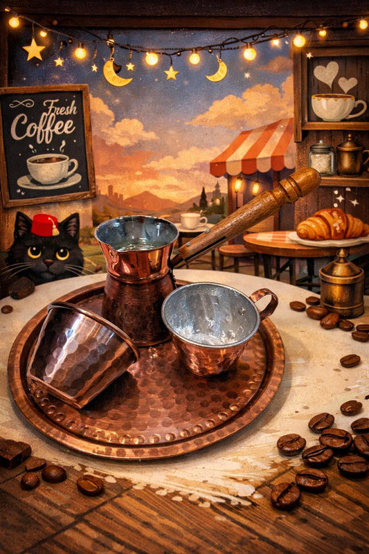 Copper Turkish coffee set