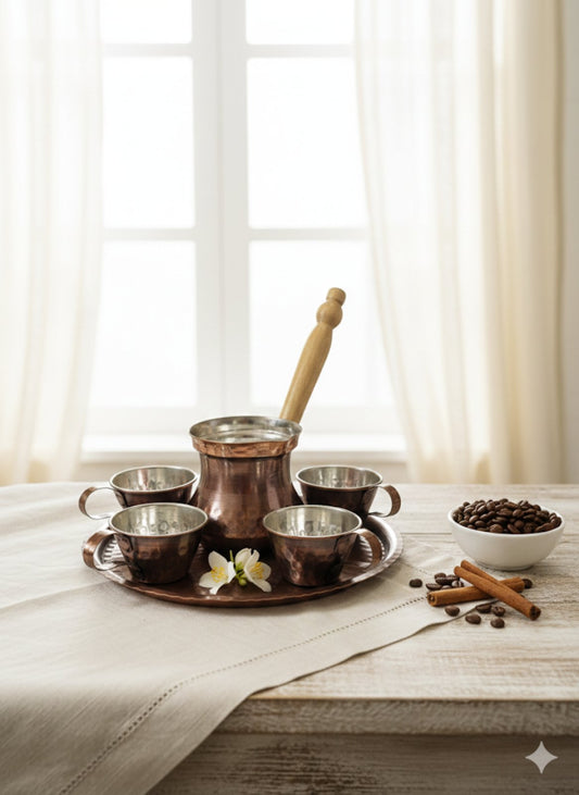 Меден сервиз за 4 кафета /П Медни сервизи.