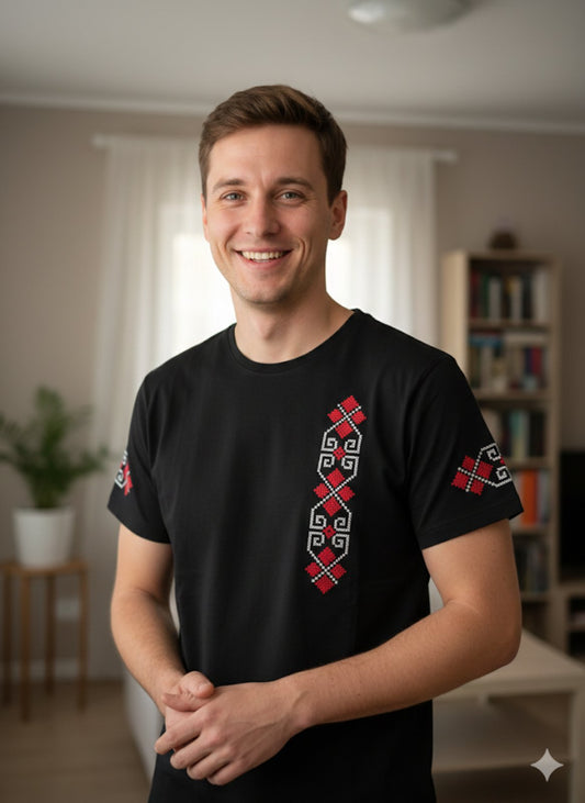 Мъжка тениска с шевица „Сила“