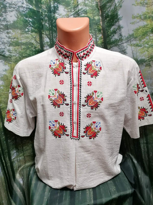 Men's Thracian short-sleeved shirt - embroidered