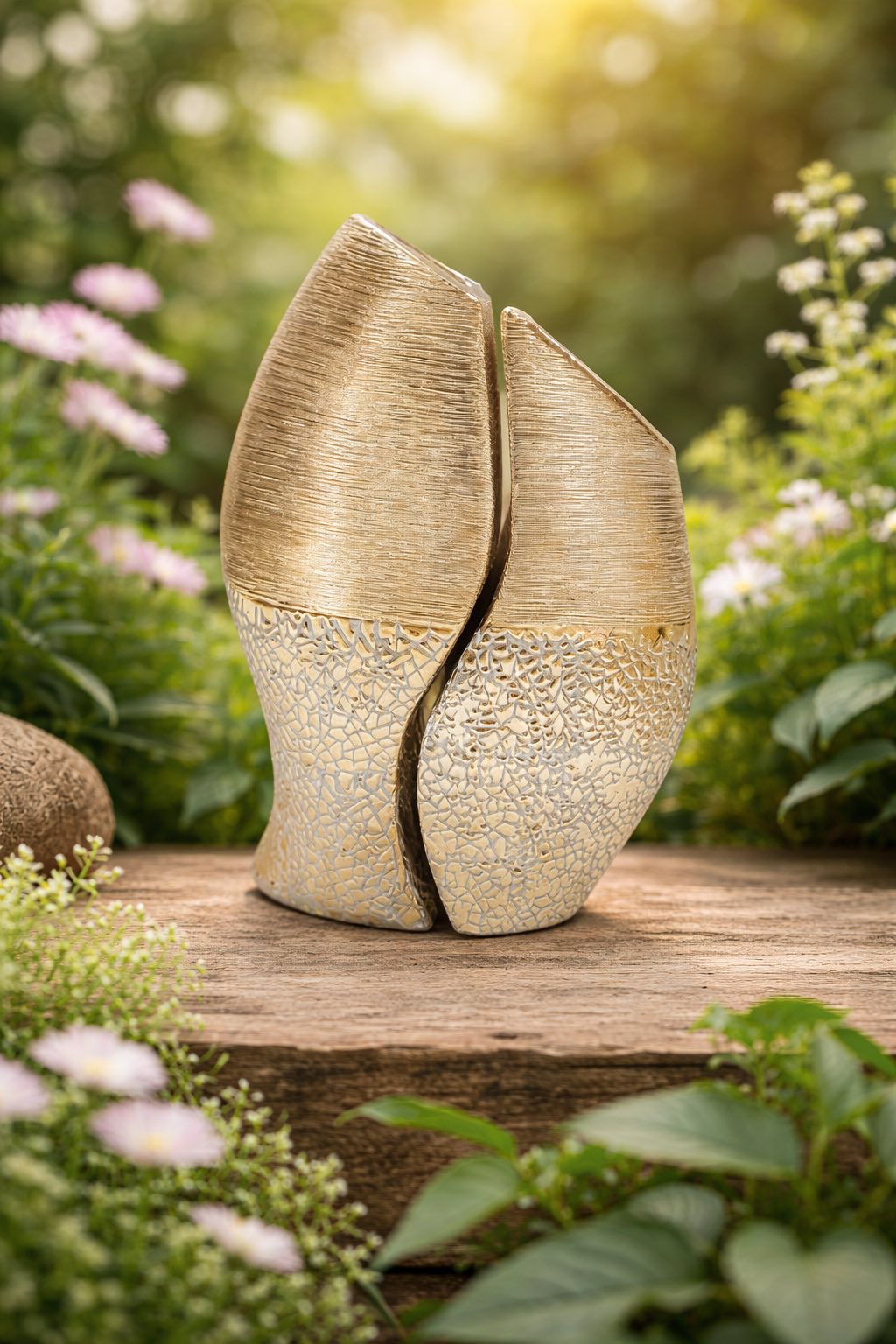 166053 Луксозна ваза в златисто от две части 26.5см